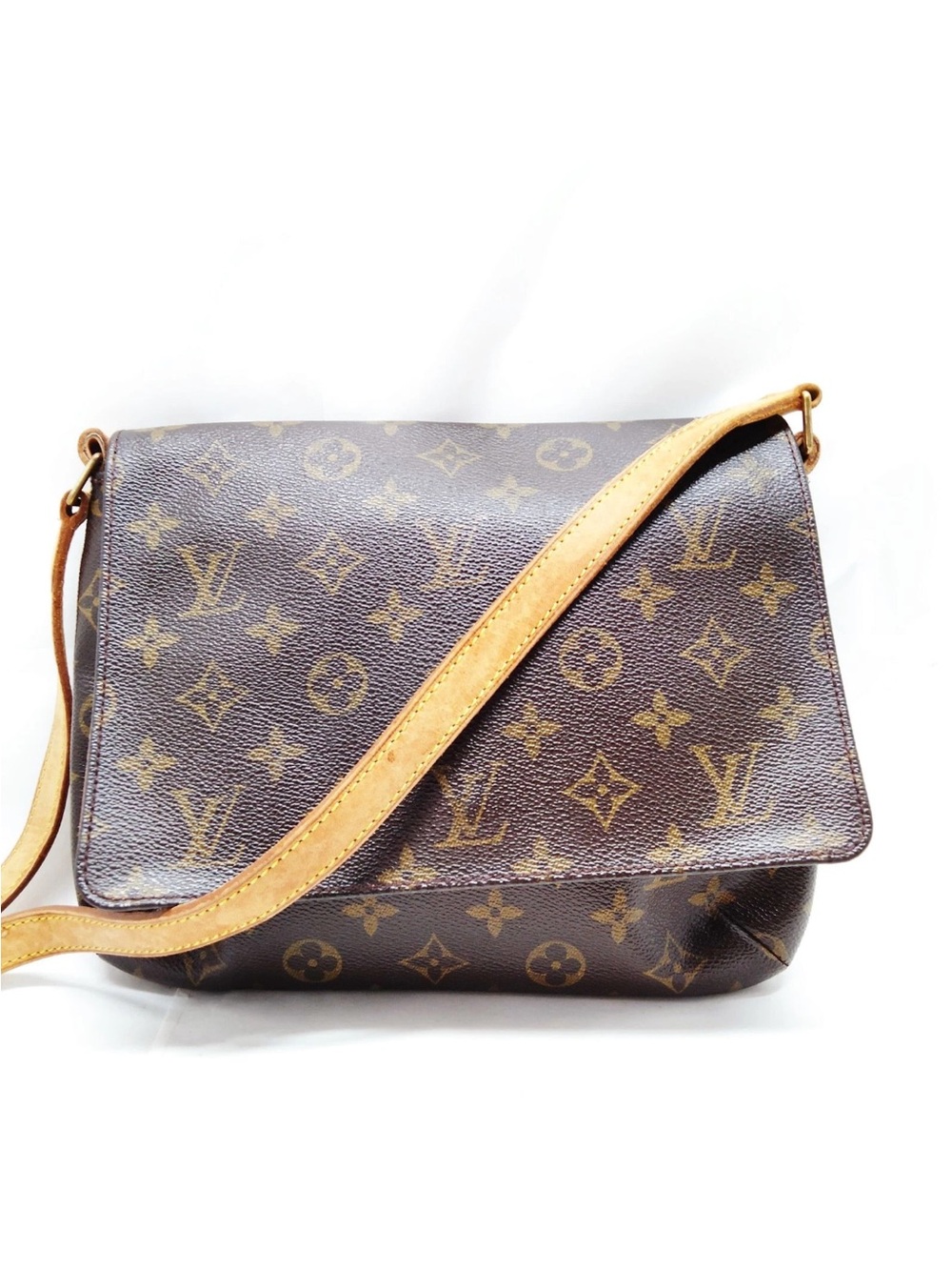 Louis Vuitton Monogram Canvas Crossbody Bag with Tan Strap